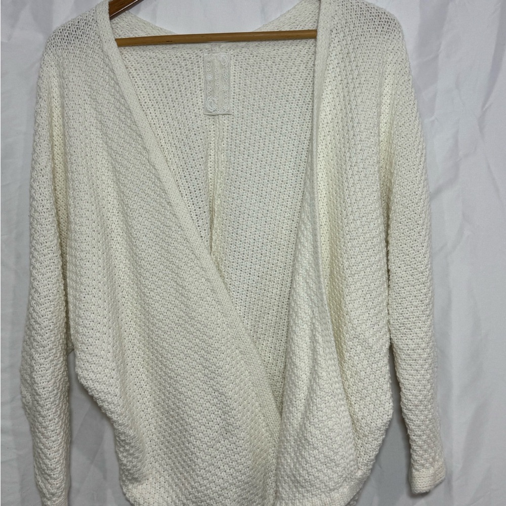 Sadie & Safe Cozy White Knit no button Sweater Cardigan | Women’s Small